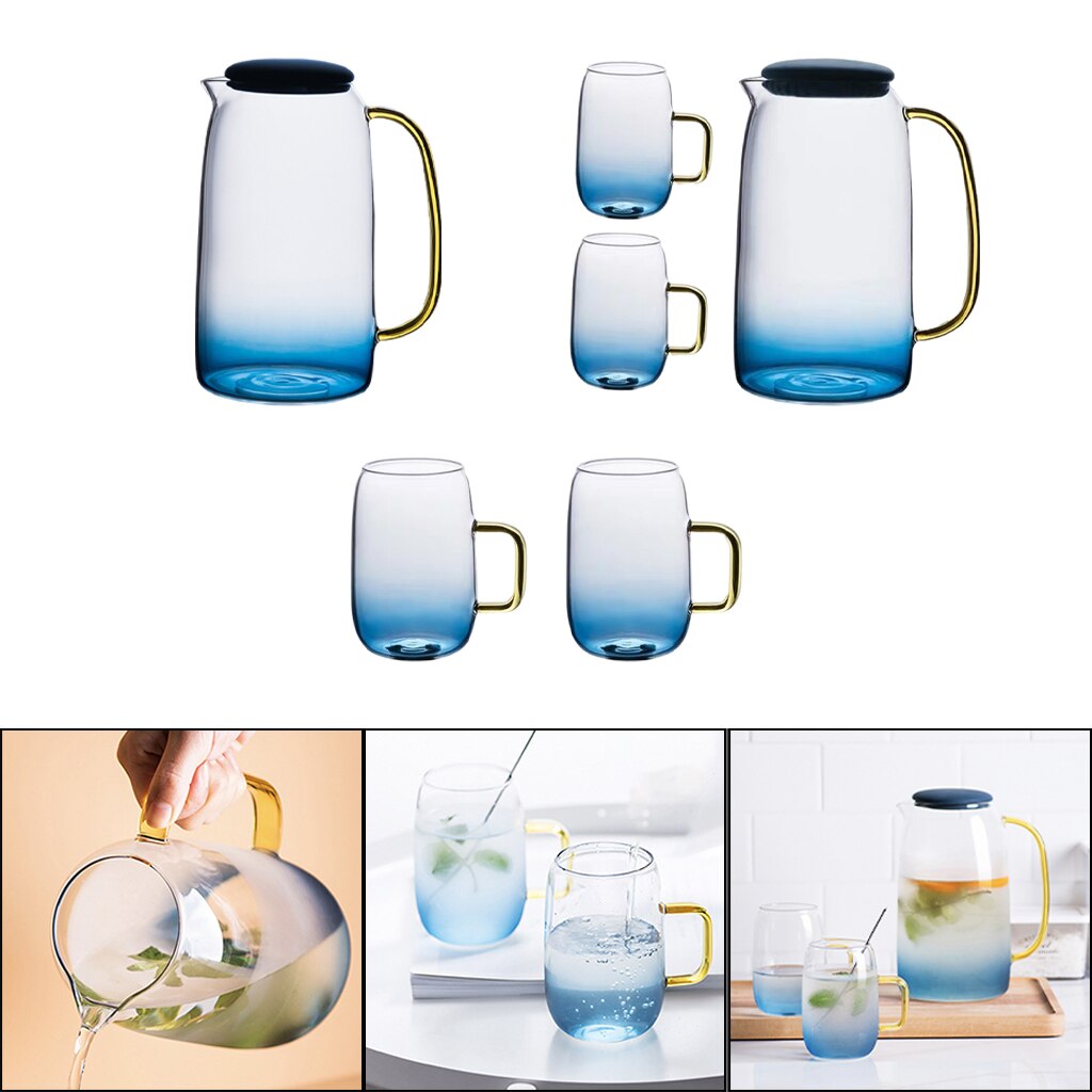 Jarra de agua de cristal de 250ml, vaso para beber, jarra de agua fría y para zumo casero, té helado de limón