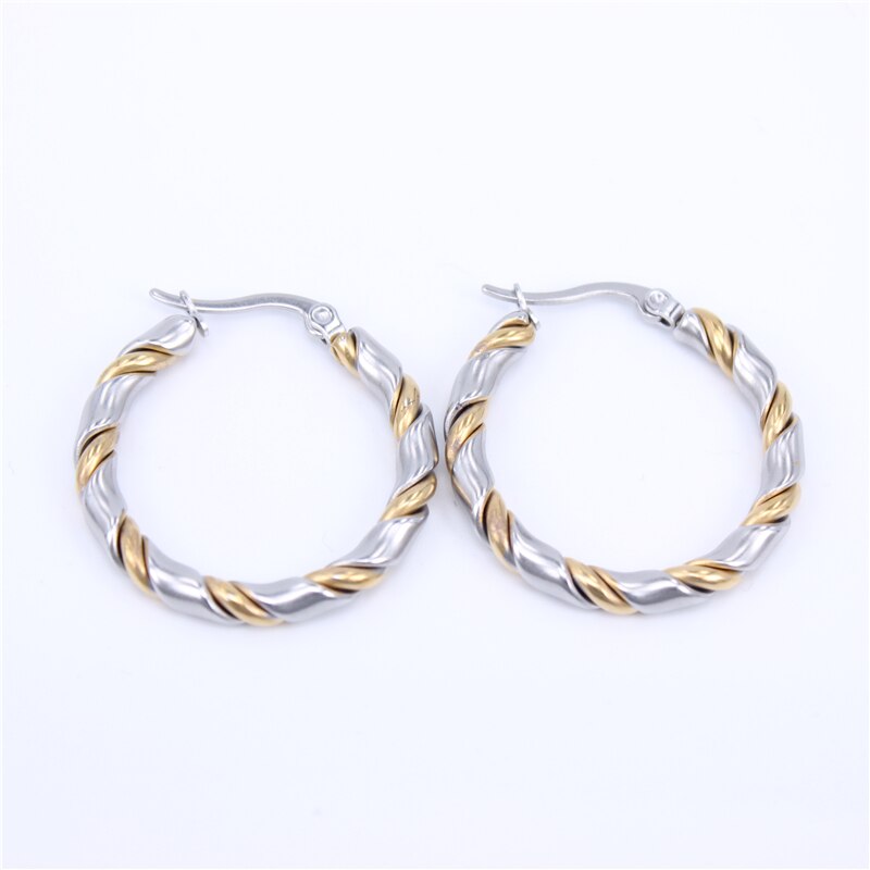 gold color hoop earring 30mm35mm40mm outer diameter and 4mm thick Simple women wear every day LH679: silver color 30mm