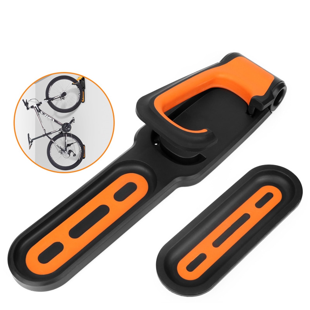 2PCS Wall Mount Bike Display Stand Bicycle Wall Mount Foldable Hook Hanger (Black and Orange)