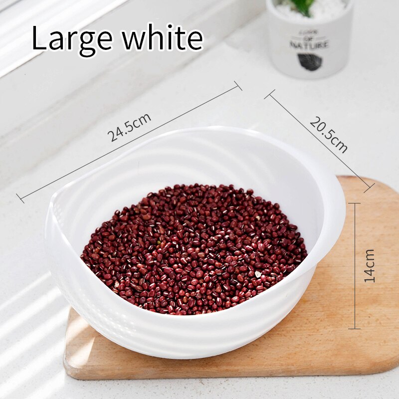 Peas Filter Food Grade Plastic Rijst Wassen Filter Afvoer Opslag Dik En Duurzaam Groen Roze Filter Cleaning Tool: Big white