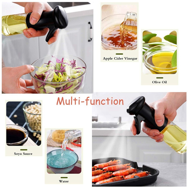 Kitchen Olive Oil Sprayer Bottle Refillable Oil Vinegar Sprayer With Funnel Brush Cleaning Brush For Cooking BBQ Salad