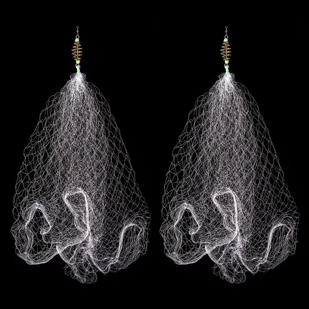 2pcs Copper Spring Shoal Fishing Netting with Luminous Beads Mesh Net for Night Fishing Fishing Tackle
