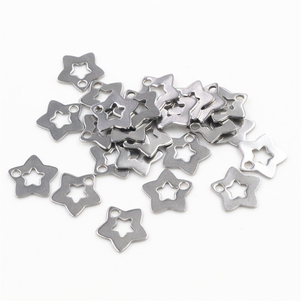 30 teil/los Hohl Reize 316 Edelstahl fünfzackigen Stern Hohl Nette für halskette anhänger Reize diy schmuck machen: 12x12mm