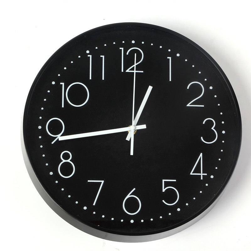 Wall Clock European Style Large with Numbers Mute Wall Clock Pastoral Style Wall Clock Sweep Circle Clo: 3002 Black White Characters