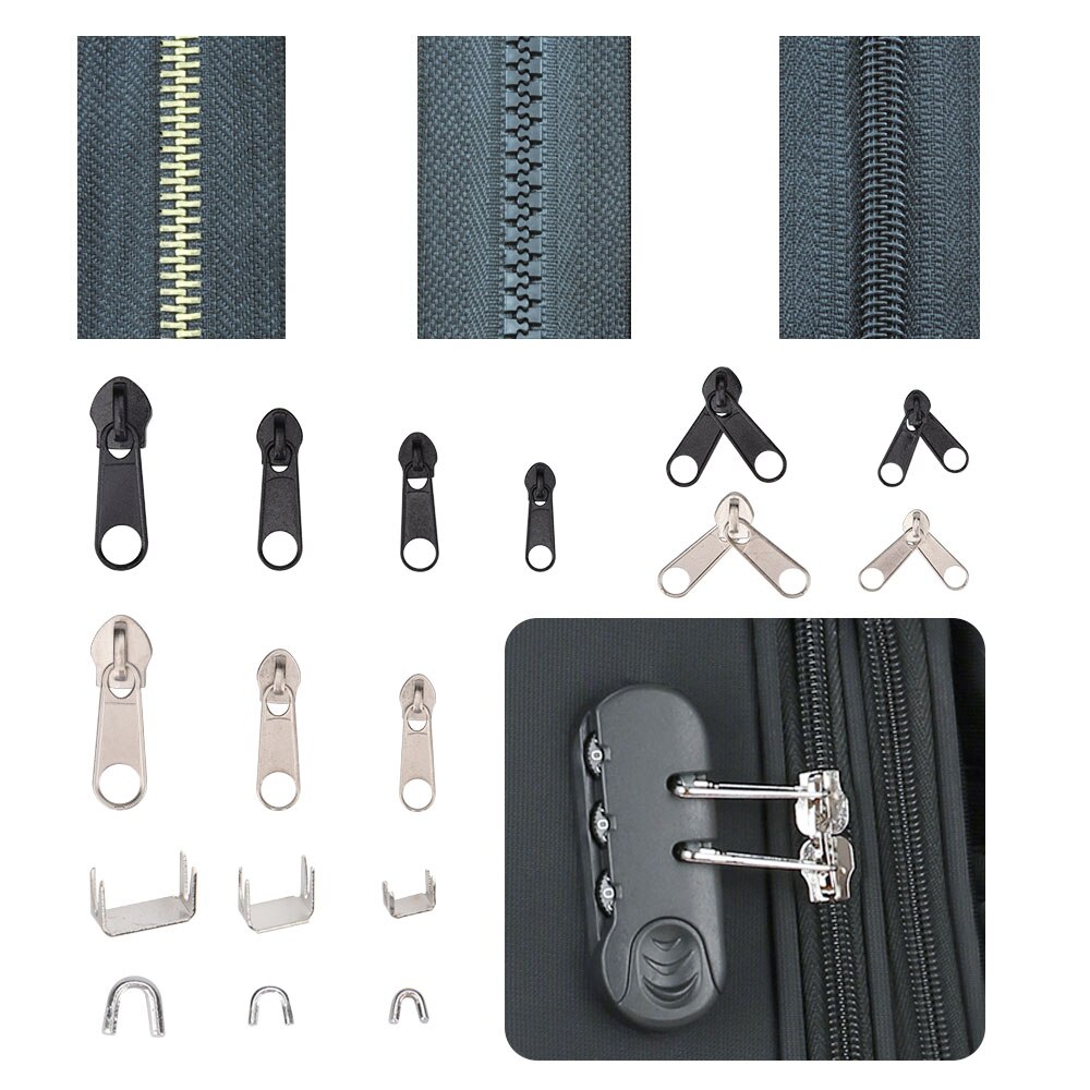 86/197pcs Metal Zipper Repair kit Bag Jacket Head Zipper Repair Kit with Storage Universal Zipper Replacement Instant Fix Slider