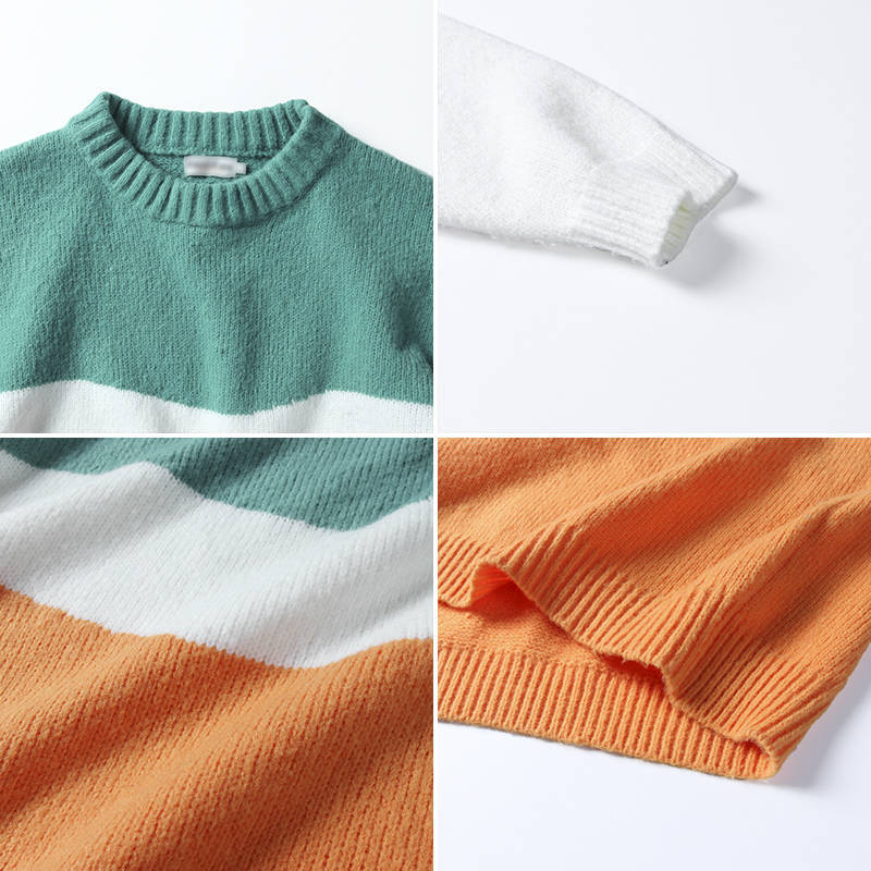 Gensere herre lappeteppe langermet panel høst vinter koreansk stil trendy fritidsgensere tenåringetone strikket stilig ins bf