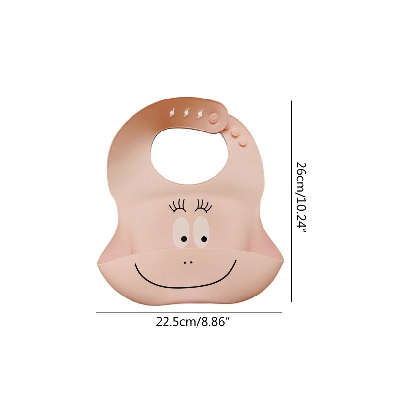 Happyy baby Waterproof Soft Silicone Baby Bib Adjustable Cartoon Newborn Feeding Food Catcher with Pocket for Baby Boy Girl