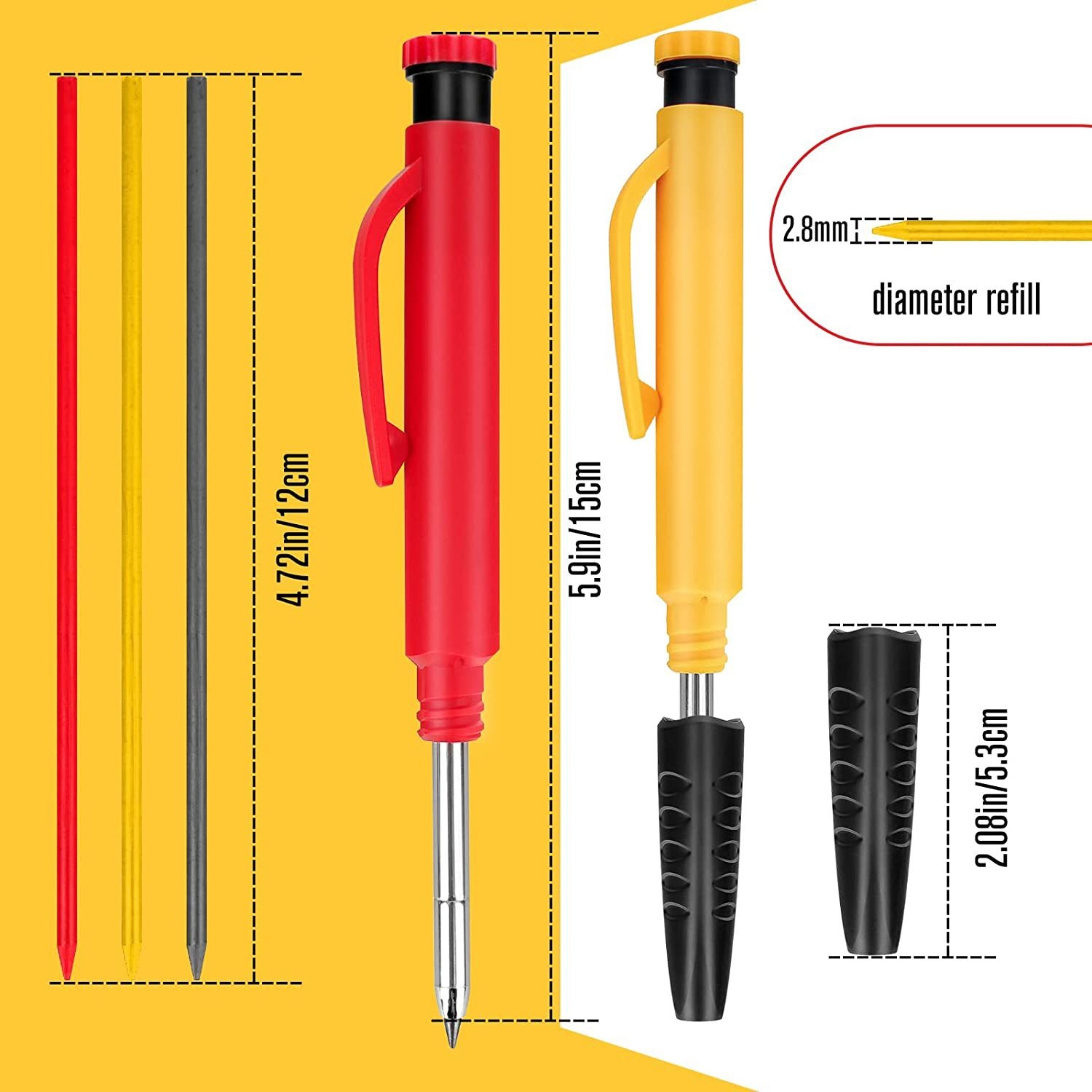 Solid Carpenter Mechanical Pencil For Woodworking Long Head Detachable Dual use Pen Pencil With Sharpener Stationery Supplies
