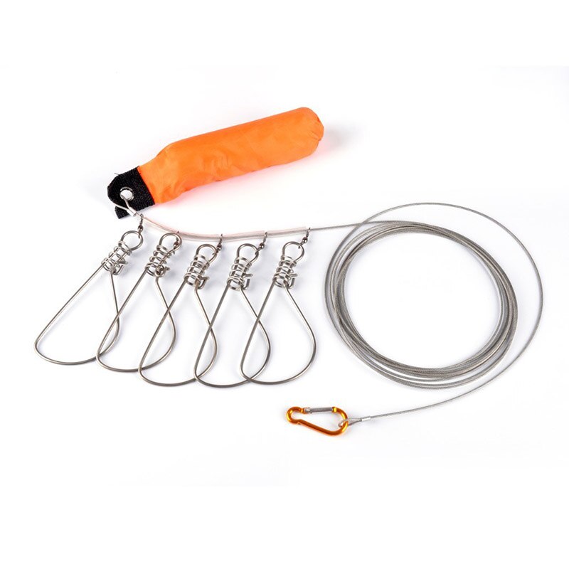 1pc 5 Snaps Stainless Steel Ropes Float Fish Stringer Fishing Lock Fishing Rope for Accessories China Tacklej