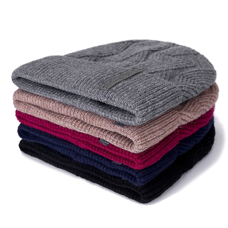 Vinterhuer til mænd twist varm skibeanie uld og bomuldsblanding afslappet strikhue
