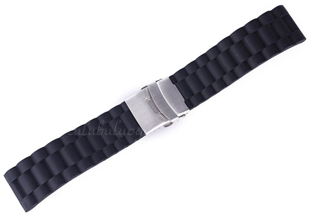 Laagste prijs waterdichte 6 kleuren siliconen rubber horloge polsband vervanging 22mm 24mm 10,000 lb beoordeling