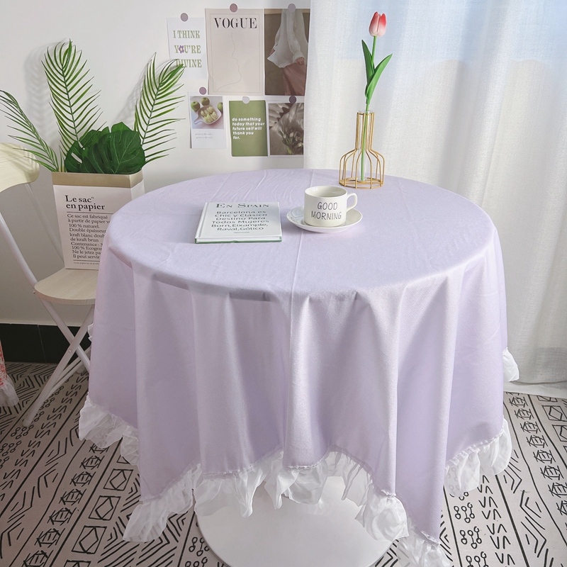 Retro Flower Print Tablecloth dining Table Cover INS Dining Desk Table Cloth with Lace Edge Party Banquet Tablecloths: light yellow / 100*130cm