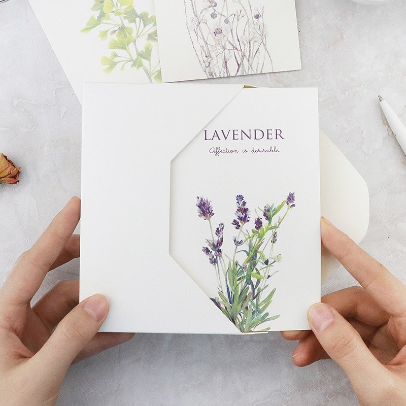 30 Stks/partij Lavendel Plant Visitekaartjes Student Wenskaarten Mini Postcard Leuke Briefpapier Envelop Card Set