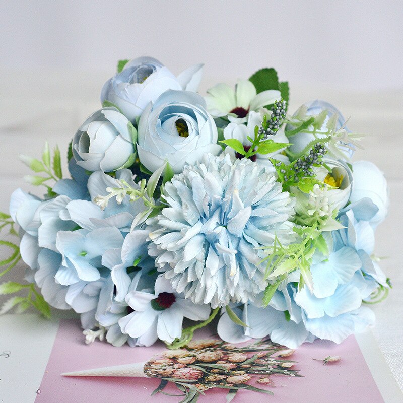 Ramo de boda de tendencia de Ins nórdico para novia, rosas de simulación hermosas, Flores artificiales para boda, Flores de utilería para fotografía