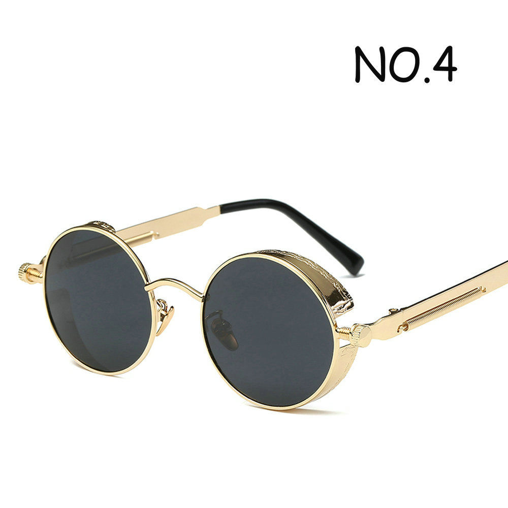 Vintage Retro Polarized Steampunk Sunglasses Metal Round Mirrored Eyewear Men Circle Sun Glasses UV400: 4