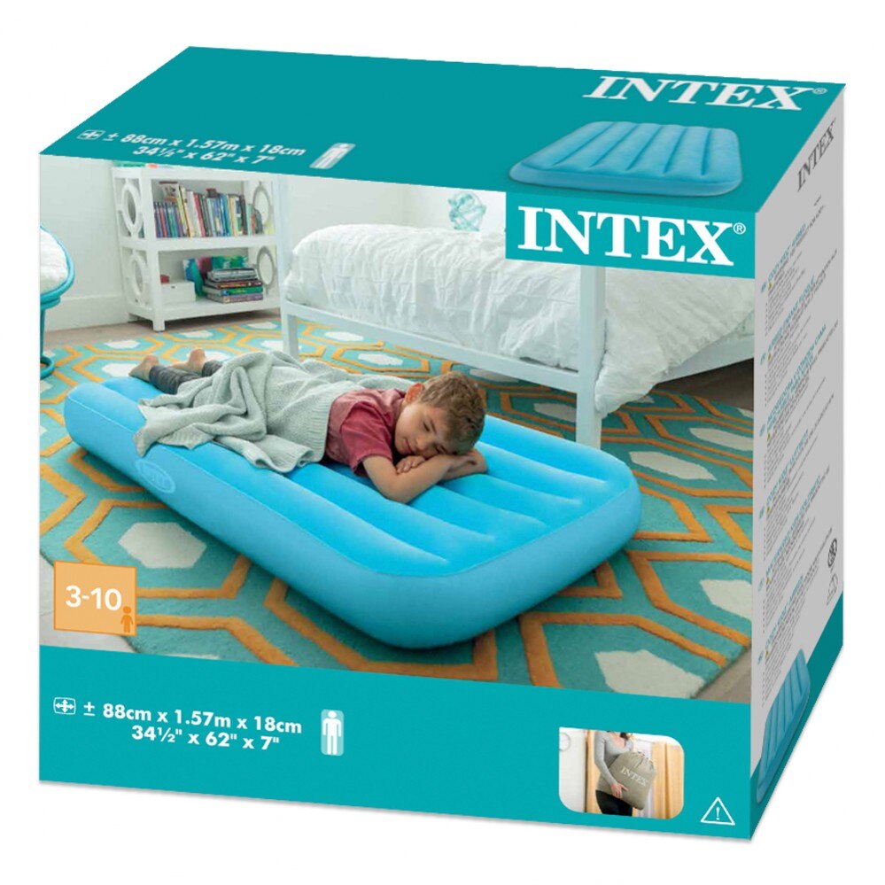 Intex Sillón Hinchable De 160x85 Cm – Colchón De Aire Cómodo Y Ligero En Azul Claro Y Blanco, Con Soporte Para Taza Y Dos Cámaras De Aire