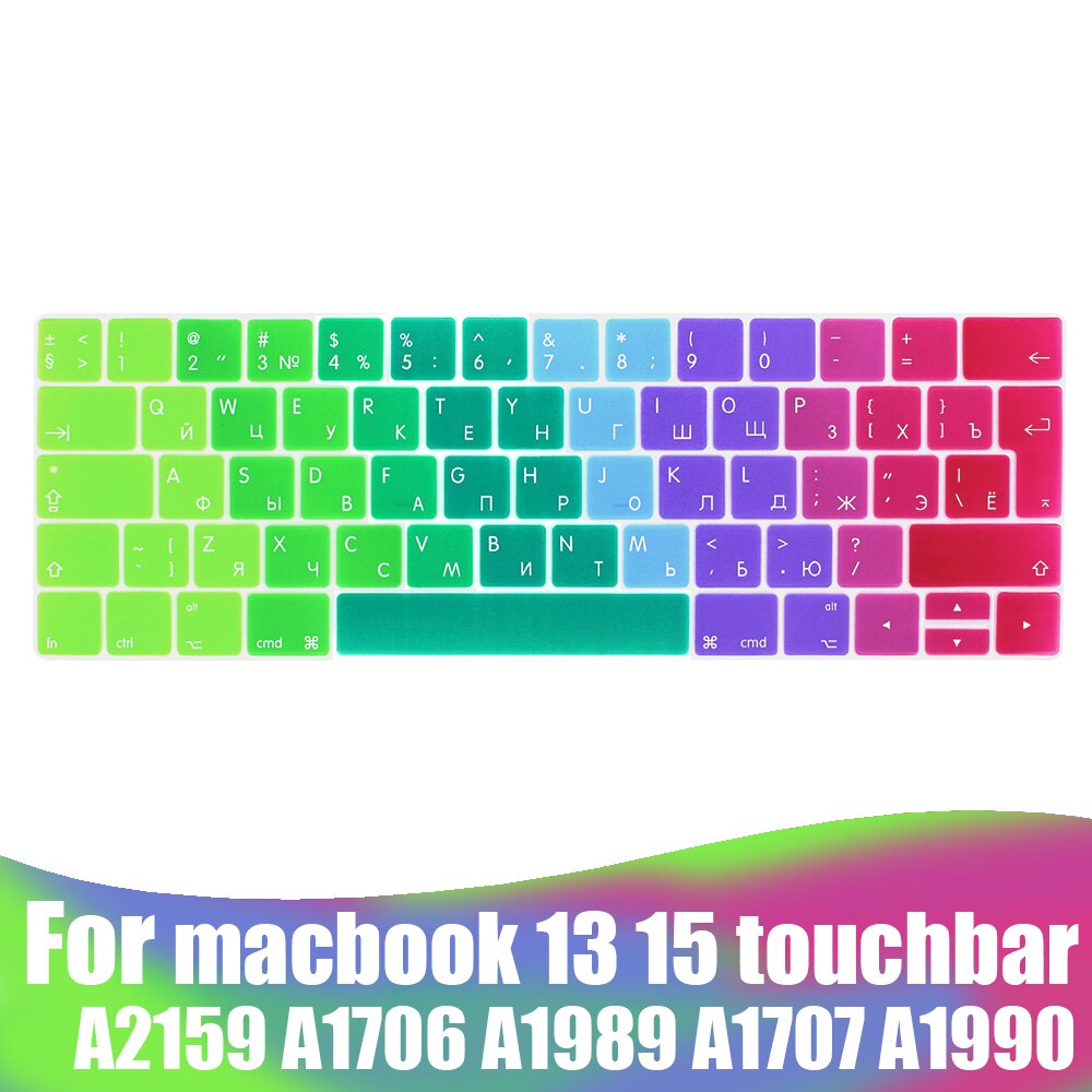 Rosyjska obudowa klawiatury laptopa dla Macbook pro 13 15 touchbar klawiatura ochronna kolorowa obudowa klawiatury A2159 A1707 A1989A1990: EU Colorful