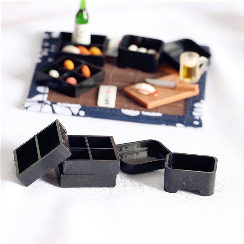 1:12 Miniature Picnic Lunch Box Japanese Style Sushi Box Cooking Utensil Toys for Dollhouse Kitchen Accessories