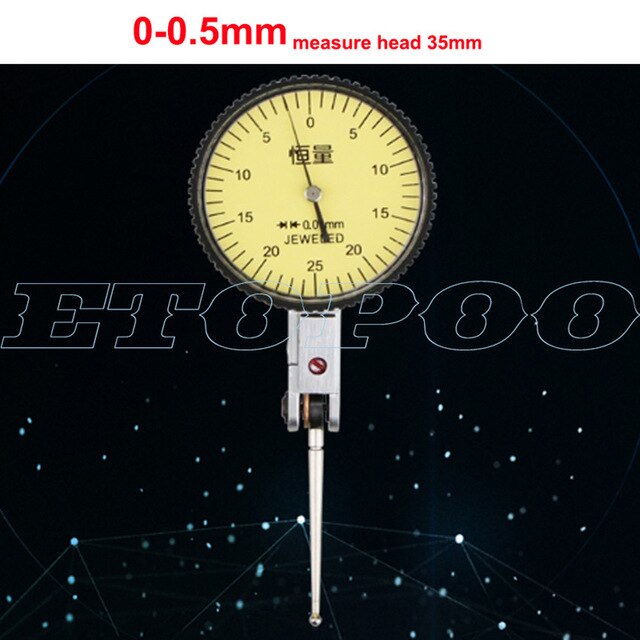 0-0.002mm 8 jewels Lever Indicator Analog Display Dial Lever Shockproof Dial test Gauge Indicator Meter Dial Micrometer 0-0.8mm: 0-0.5mm