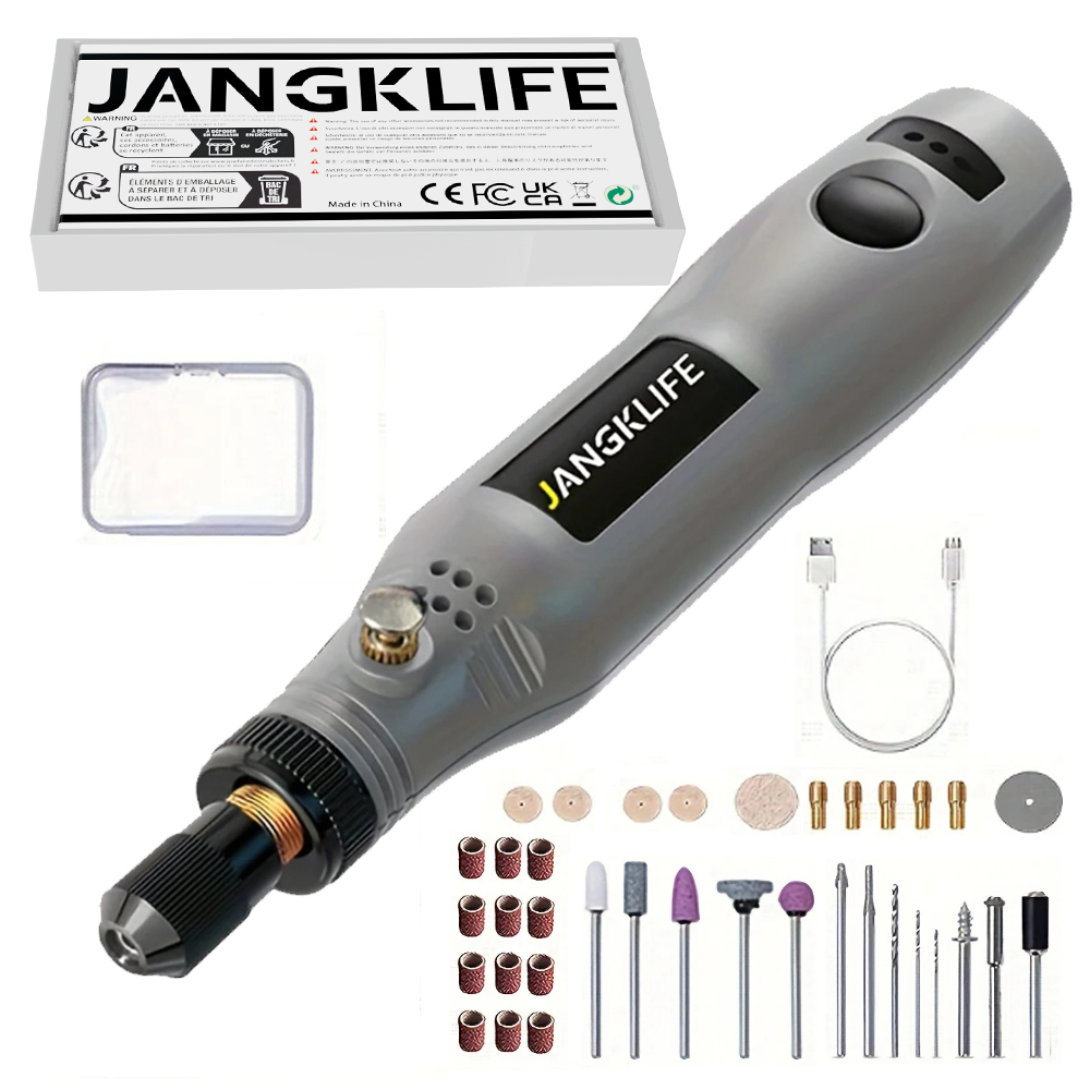 USB Cordless Rotary Tool Kit Woodworking Engraving Pen DIY For Jewelry Metal Glass Mini Wireless Drill: grey
