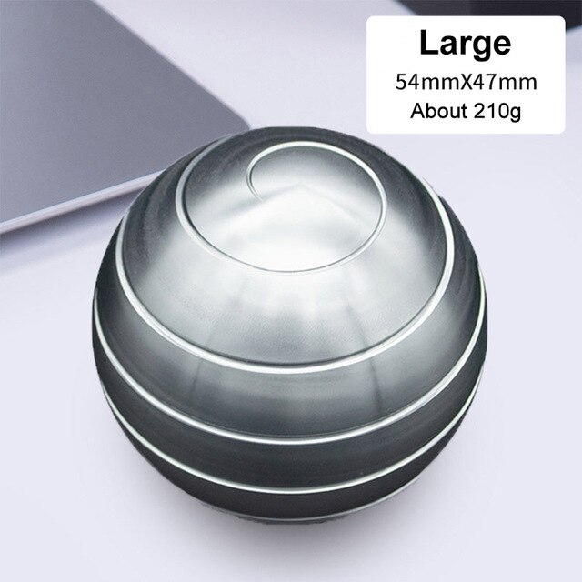 Mini Desktop Gyro Revolving Decompression Ball Desk Office Decor Art Toy Fidget Spinner Rotary Stress Relief Tabletop Ball Toy: L Silver