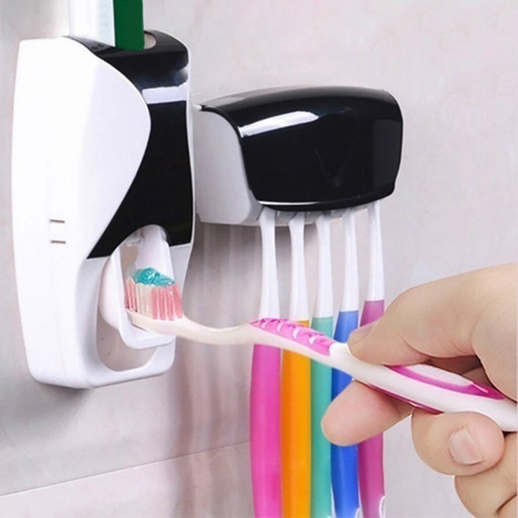Børns tandpasta dispenser squeezer tandbørsteholder sæt til badeværelse