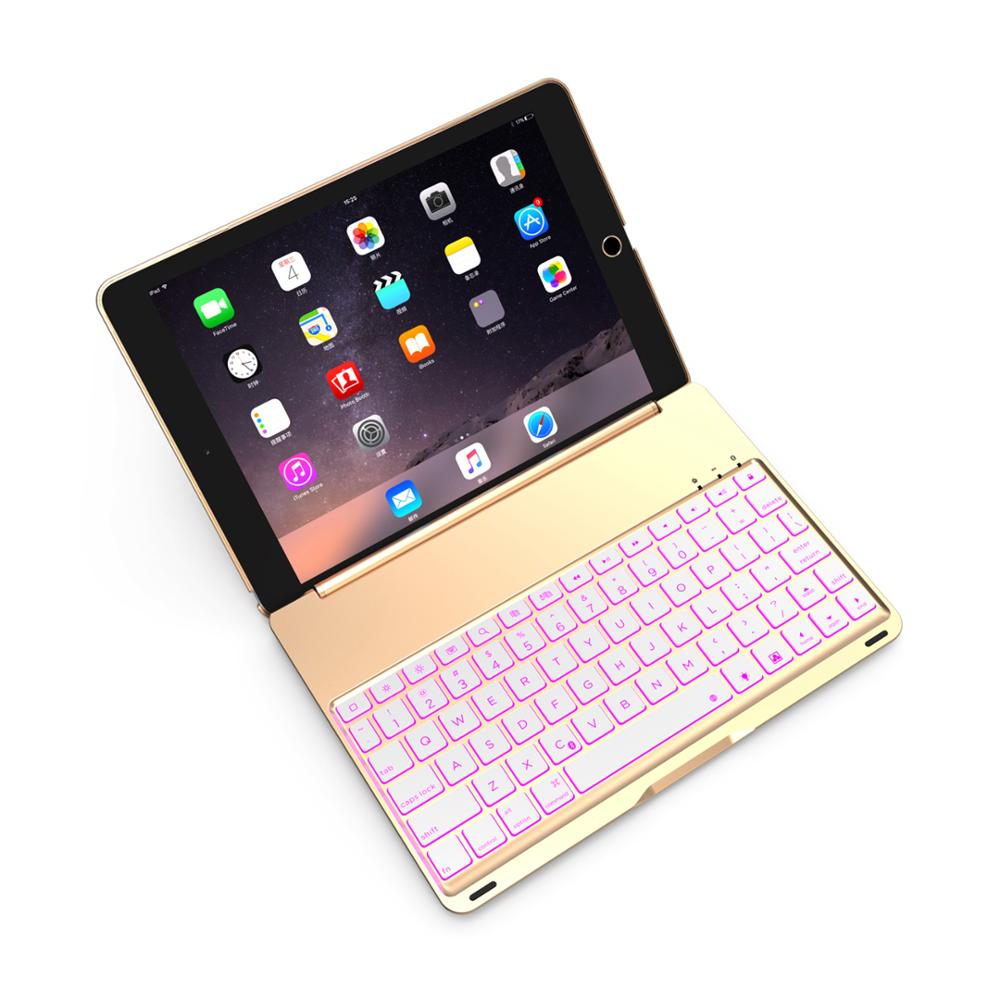 Drahtlose Bluetooth Tastatur Abdeckung für ipad Air1 ipad 9. 7 neue ipad 9,7 Aluminium licht-emittierende 9.7 &#39;bluetooth tastatur