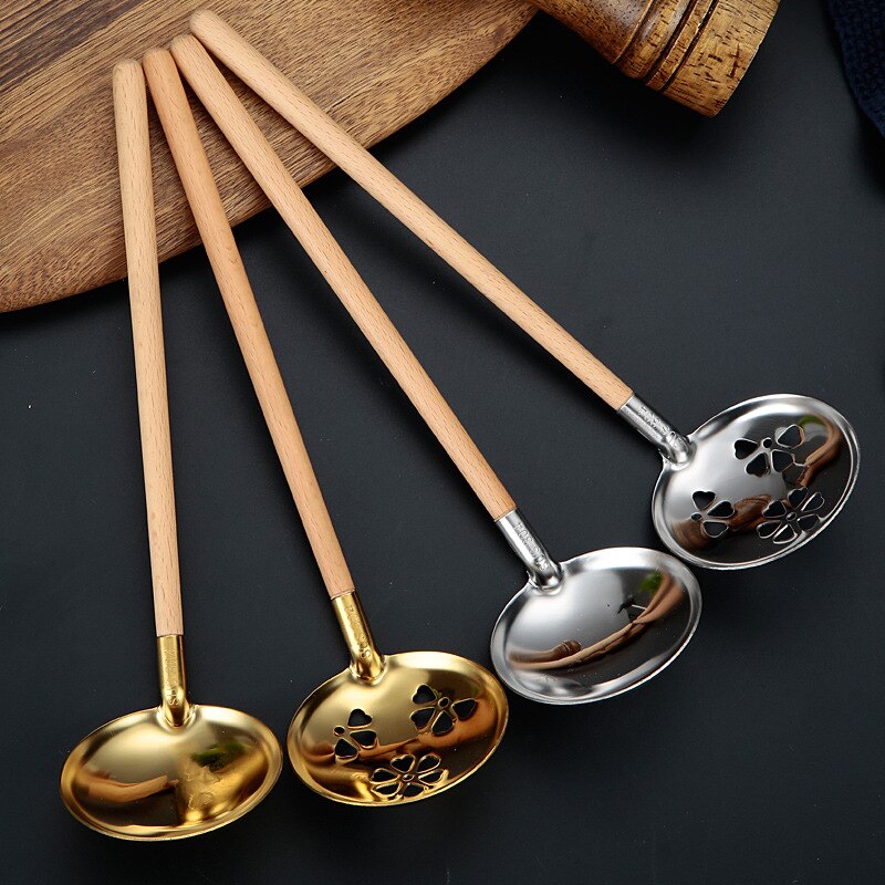 Stainless Steel Soup Spoon/Colander Durable Anti-Corrosion Kitchen Utensils Anti-scald and heat-insulation spoon Soup Pot
