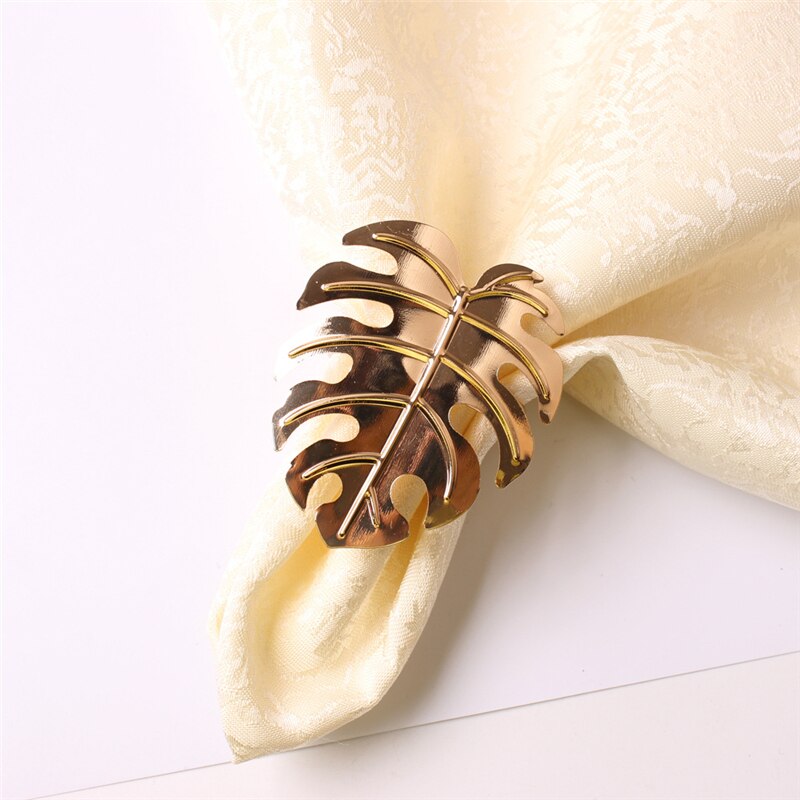6st Hotel Metal Leaf Servet Gesp Gouden Servetring Maple Leaf Servetring Decoratie (Een One Size