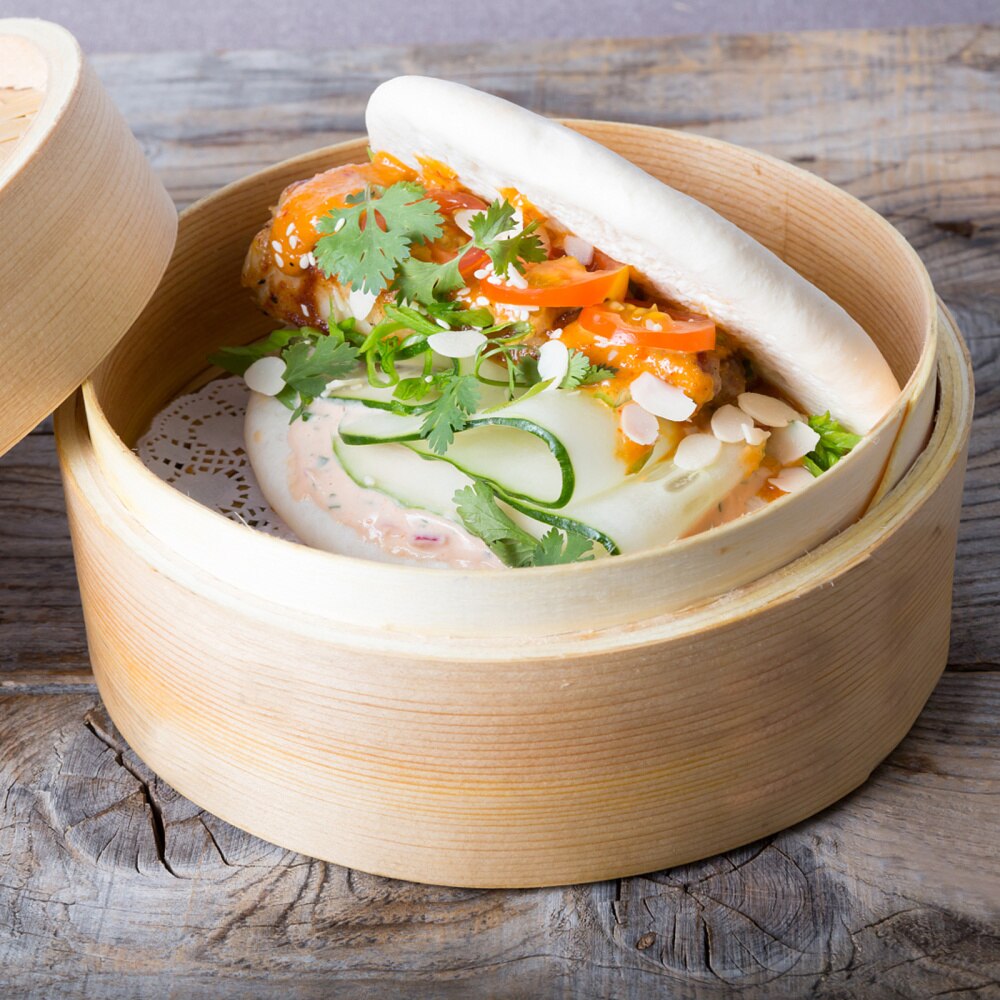 1 Set Bamboo Steamer Basket Dim Sum Dumpling Food Steamer with Lid Cookware