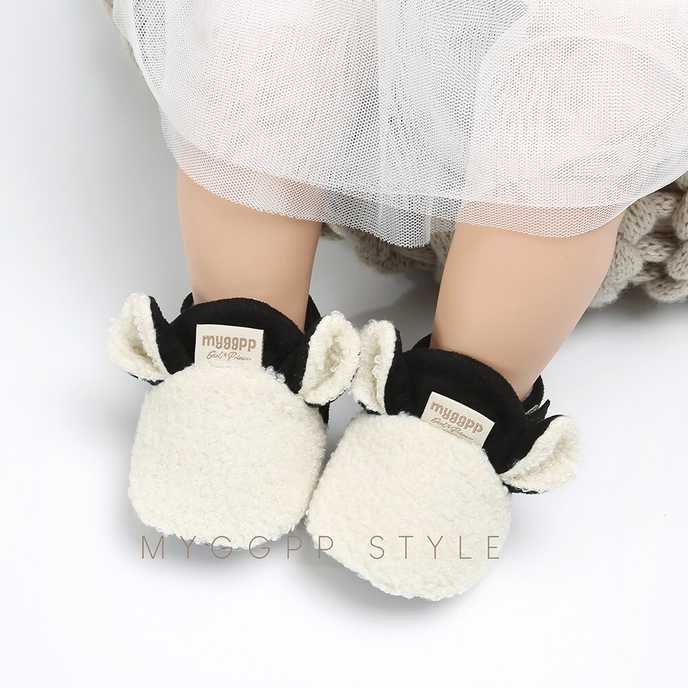 Peuter pasgeboren baby kruipschoenen jongen meisje lam pantoffels prewalker trainers bont winter dierenoren eerste loopstoel: Wit / 13-18 maanden