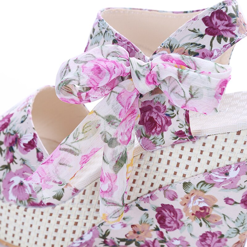 Dames zomer sandalen met sleehak dames sandalen plateau veter riem strik slippers open teen hoge hakken dames schoenen vrouwelijk