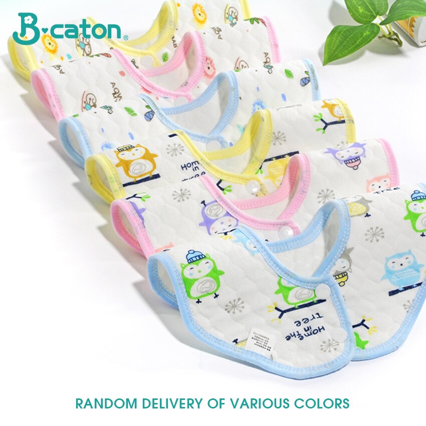 Baby Bibs Cotton Burp Cloths 360 Degree Rotatable Baby Waterproof Bibs Feeding Cartoon Blue Pink Yellow 25x25cm