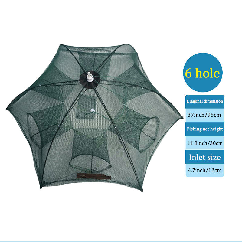 Filet de pêche automatique pliable, 4 à 20 trous, piège à poissons, crevettes, crabe, maille de pêche, bon marché