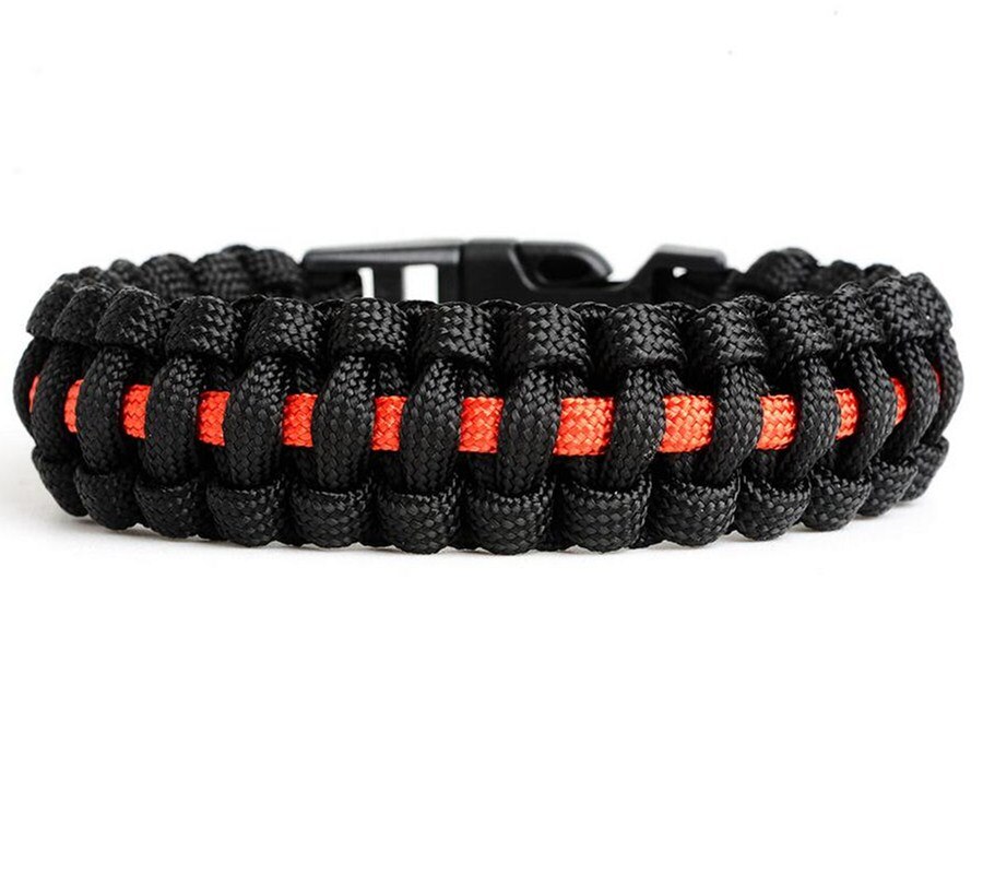 Dunne rode lijn paracord survival armband buitenshuis sport 550 paracord armband voor kinderen volwassen