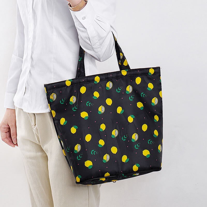 Foldable Portable Lunch Bag Women Office Luncheon Fruit Cooler Pouch Kids Picnic Drinks Snacks Organize Package Accessories Item