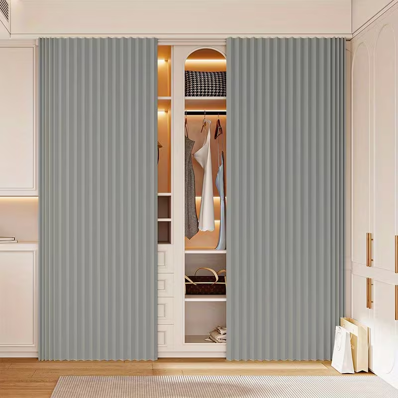 Super Thick Foldable Door Curtain with Hole-Free Invisible Storage Home Decor with Hanging Hooks Included: Dark Grey / W60cm*H140cm