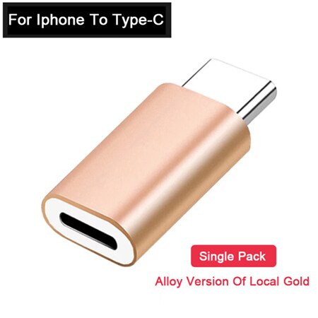 Dla błyskawicy Pin do typu C USB-C konwerter ze stopu ładowania typu C złącze Adapter telefonu dla iPhone Huawei P30 Xiaomi telefon: Gold