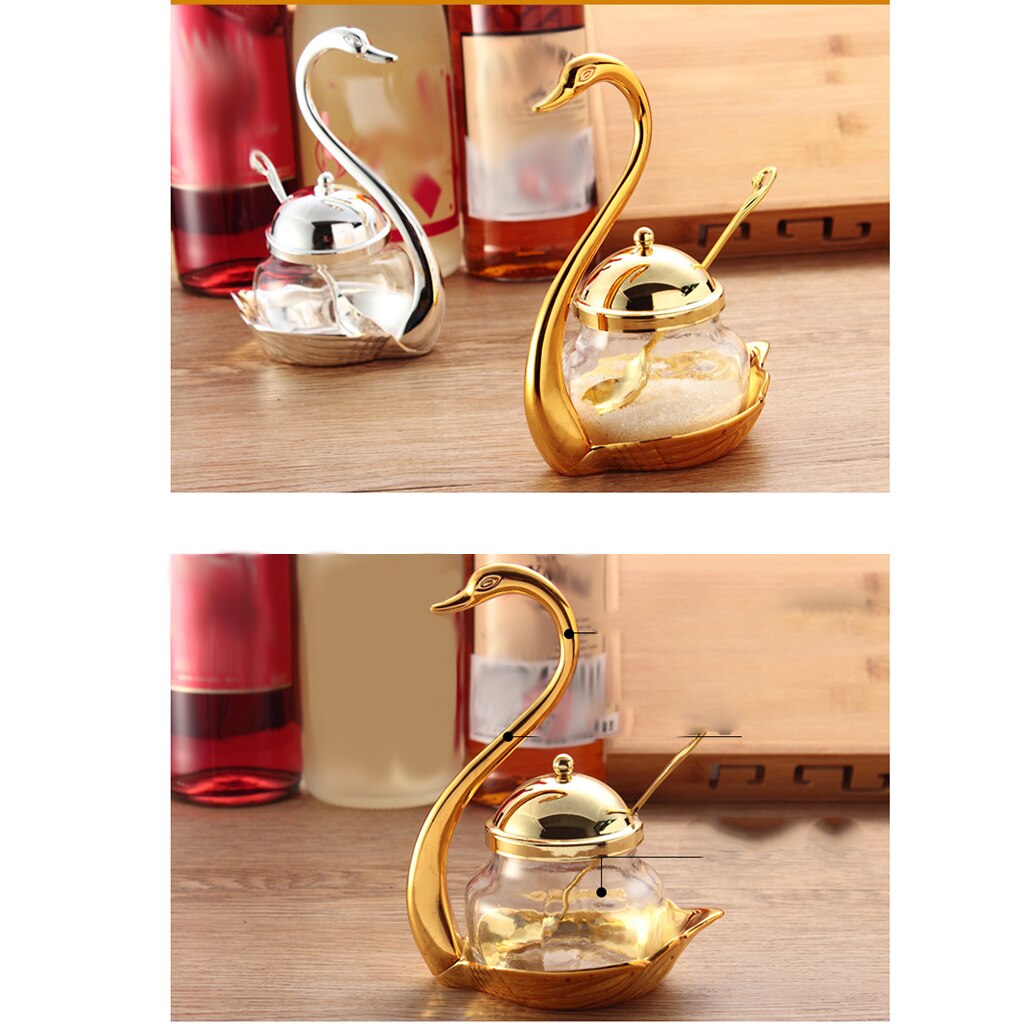 Verre cuisine épice sel poivre sucre pot bouteille cygne assaisonnement boule/beau cygne assaisonnement outil