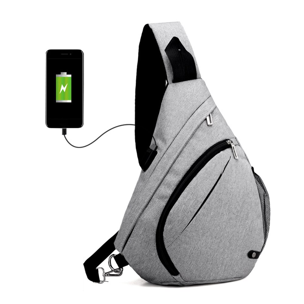 Men Sling Bag Backpack Crossbody Shoulder Bag Travel Daypack With USB Charging Port for Outdoor Hiking Climbing Cycling: Gery