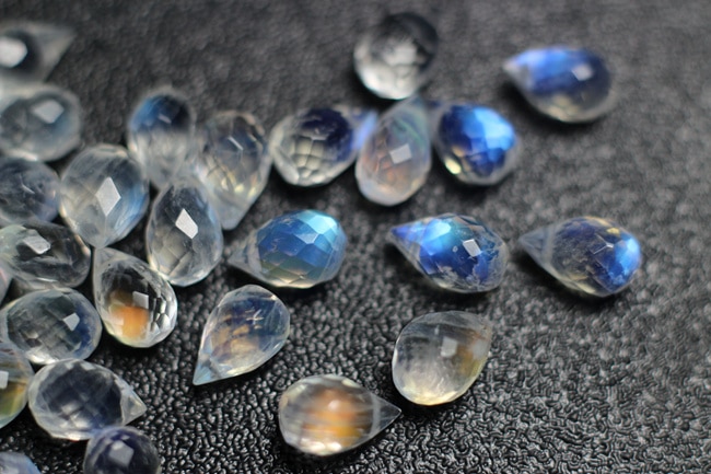 one piece AA loose beads white blue rainbow moonstone faceted 10-11mm for DIY jewelry making 14inch FPPJ wholesalenature