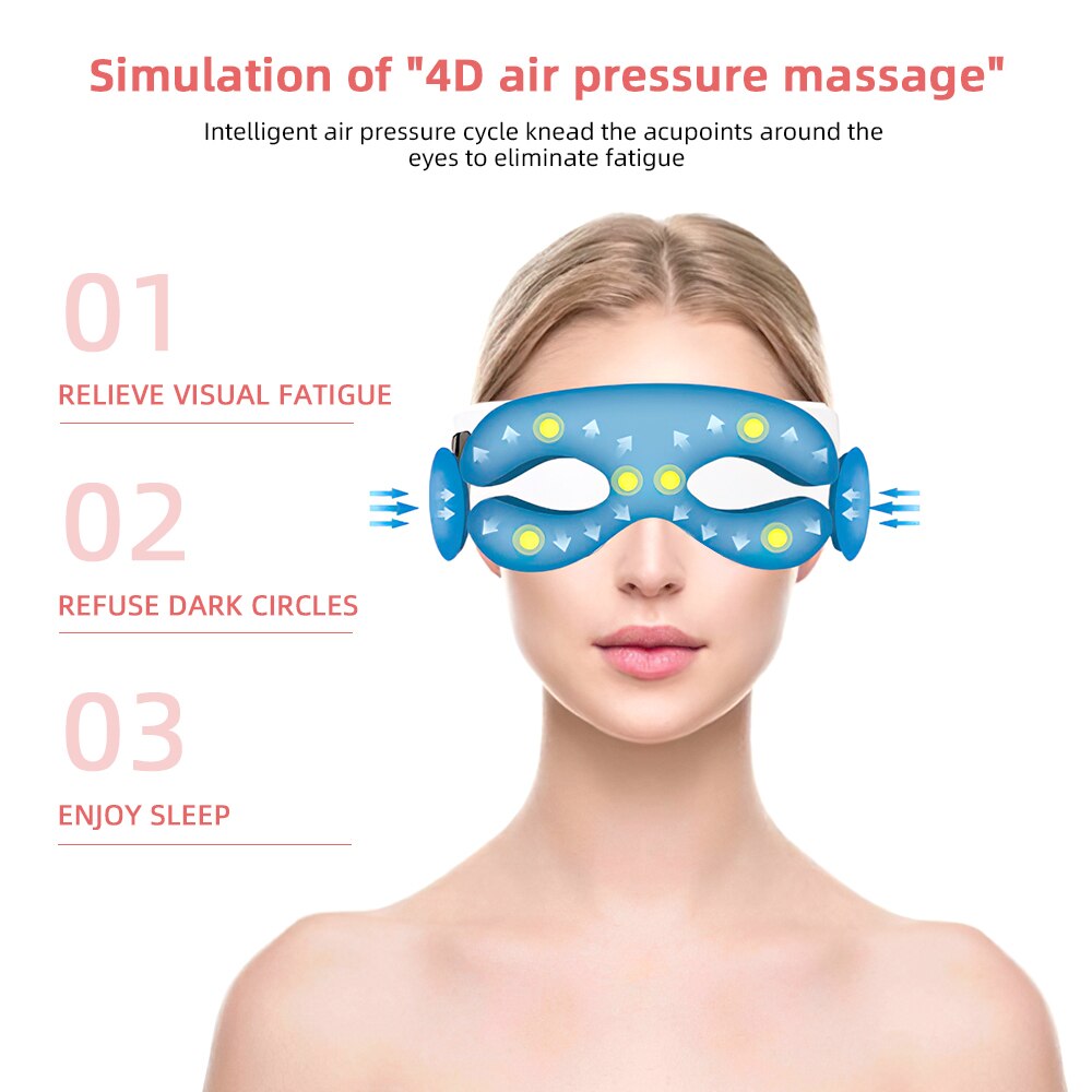Elektrisk øjen massager bluetooth musik magnetisk lufttryk massage infrarød opvarmning øjentræthed lindre øjenpleje enhed