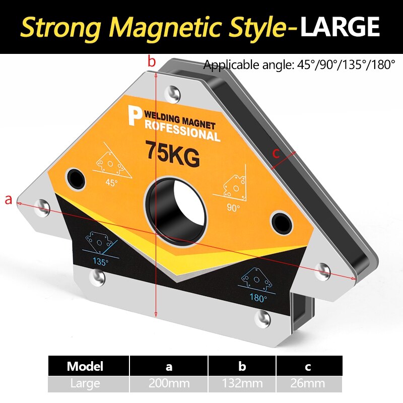 Sterke Magnetische Lassen Hoek Houder Ijzer Zuig Lassen Haakse En 90-Graden Lassen Klepstandsteller Lassen Hulpgereedschappen: 1PCS  Upgrade  L