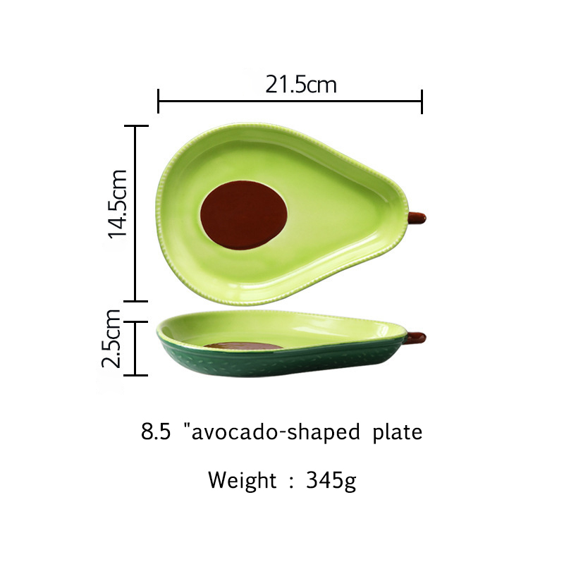 Bandeja kawaii en forma de aguacate, plato de cerámica para ensalada de frutas, decoración para el hogar, cocina, Bol para arroz o sopa, vajilla para niños: middle size plate