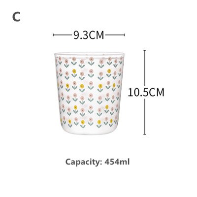Cutelife ins nordisk vintage transparent kaffeglas kopp värmebeständig mjölksaft te kopp drinkware tryck hem bröllopsglasögon: C