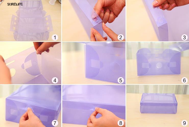 5 stuks opbergdoos voor schoenen van doorzichtig plastic voor kinderen/dames/heren, opvouwbare ladekast voor het opbergen van schoenen van dames