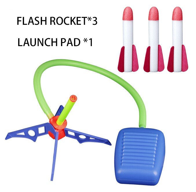 Children&#39;s Rocket Launcher Pneumatic Pedal Launch Rocket ToyOutdoor Flash Light Interactive Toy Birthday GiftChildren Sports Toy: Three light flare