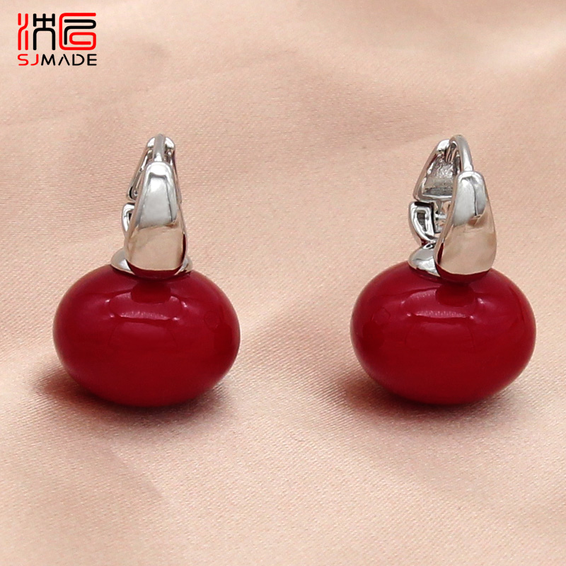 SHENJIANG-Boucles d'oreilles pendantes en perles simulées pour femmes, bijoux de mariage, de , or rose, goutte d'oreille document, nouvelle tendance, 585: Vin rouge