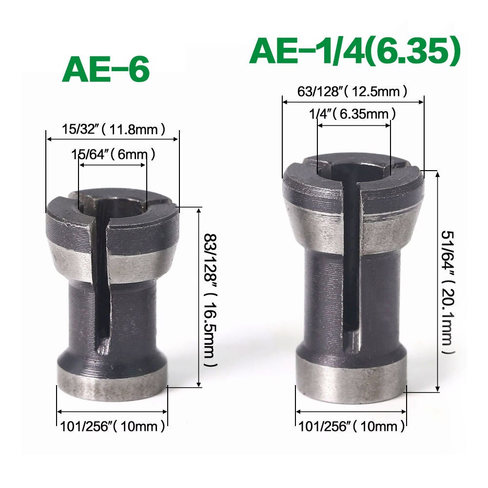 1 Set 1/4 ''6Mm 6.35Mm 8Mm Schacht Frees Spantang Graveren Trimmen Frees Voor hout Frezen Houtbewerking