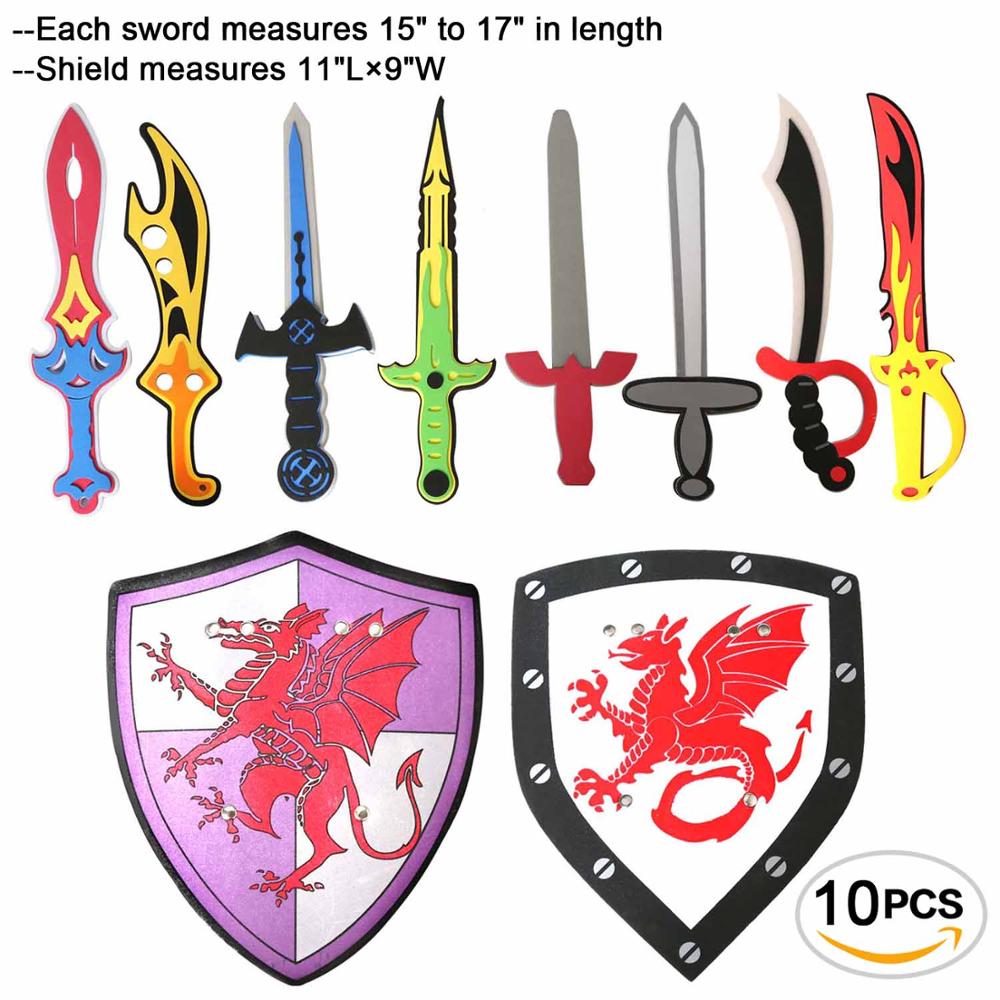 10 Pcs Diverse Eva Speelgoed Zwaarden Diverse Schuim Speelgoed Zwaard Shield Ninja Warrior Wapens Sport Outdoor Speelgoed Set Voor Kinderen: Default Title